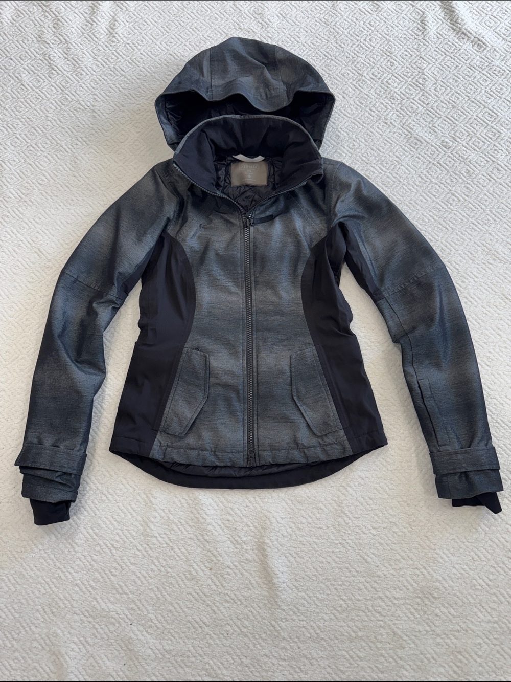 Athleta Hooded Utility Jacket in Gray and Black